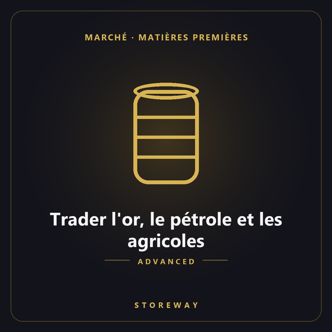 Trader les matières premières niveau Advanced — couverture storeway
