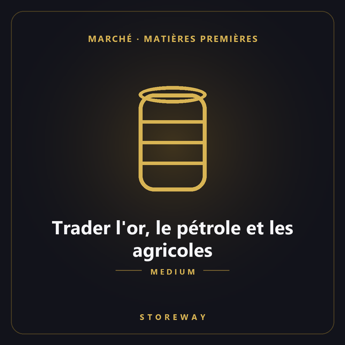 Trader les matières premières niveau Medium — couverture storeway